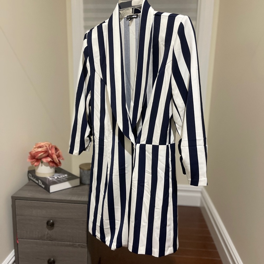 Romper Blue & White